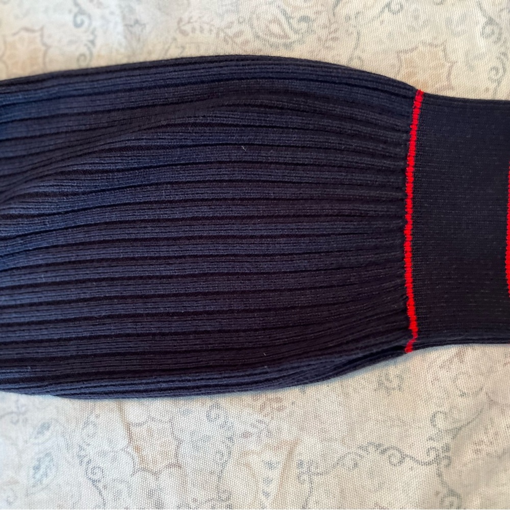 Talbots Navy Blue Cardigan with Red Trim pearl button v-neck - Picture 6 of 10